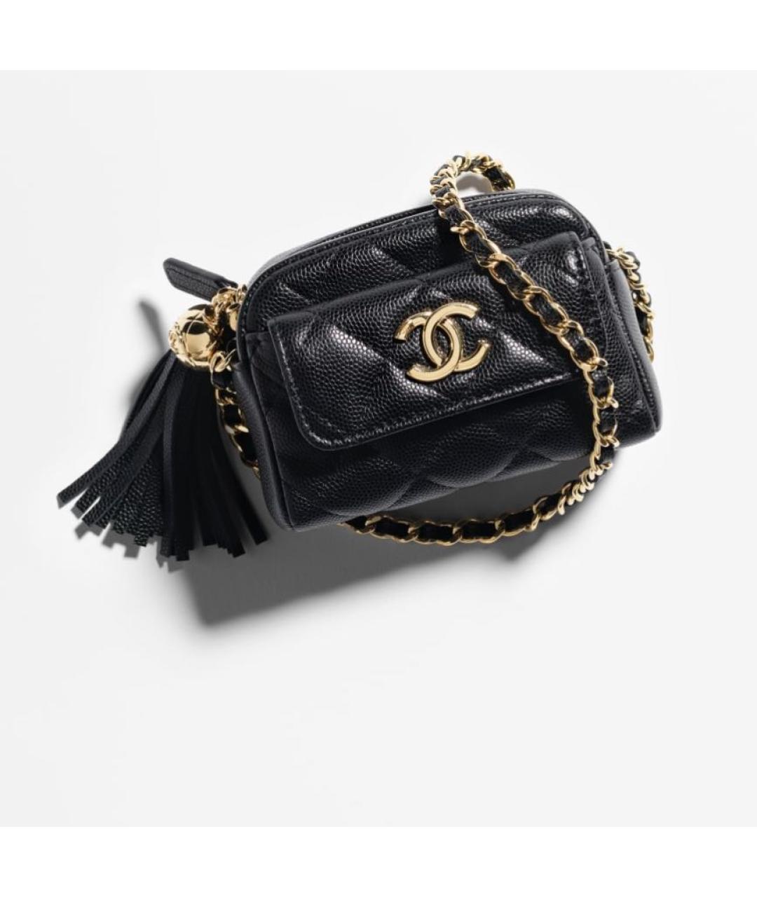 CHANEL Черный кожаный кошелек, фото 3