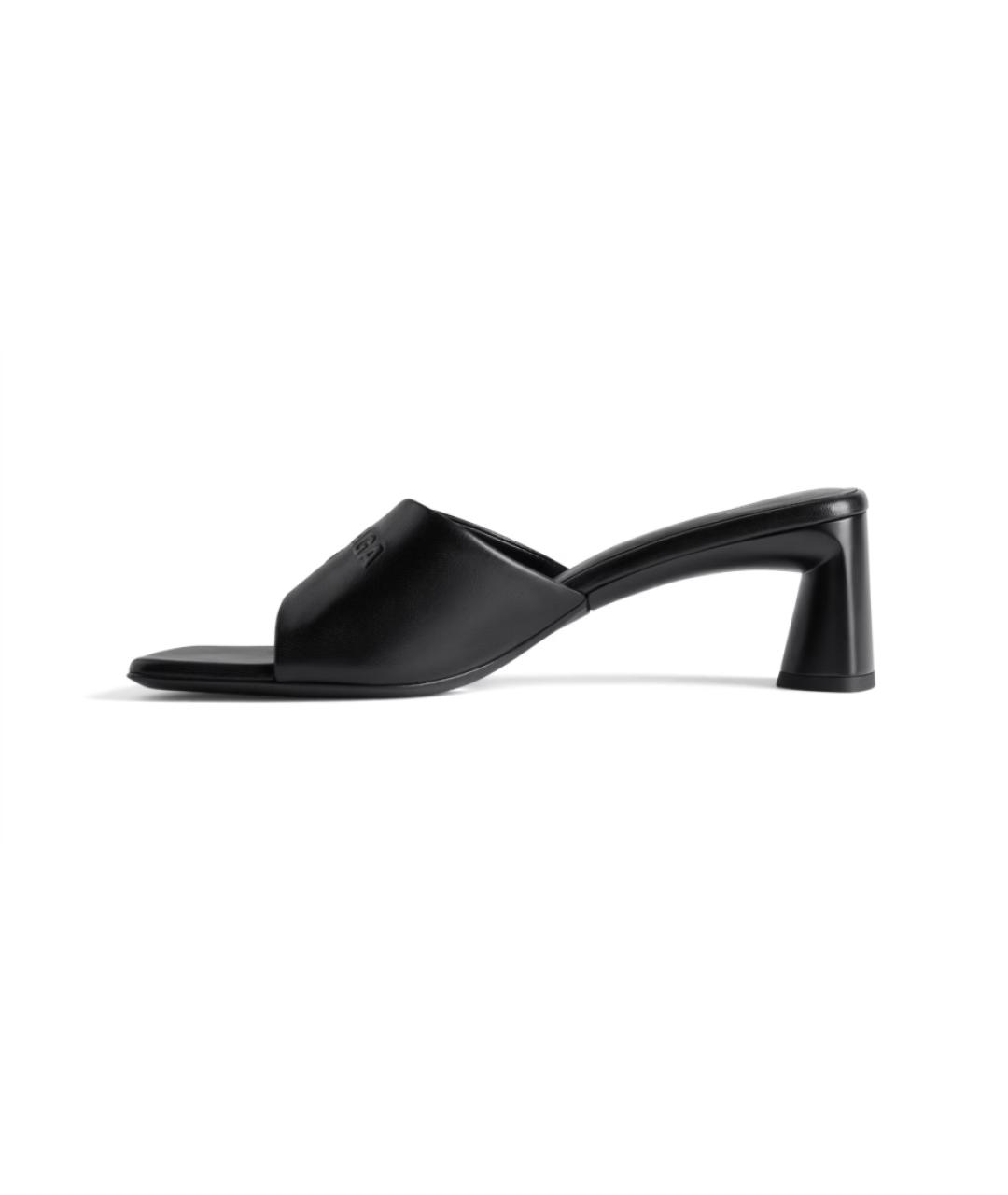 BALENCIAGA Черные кожаные мюли, фото 5