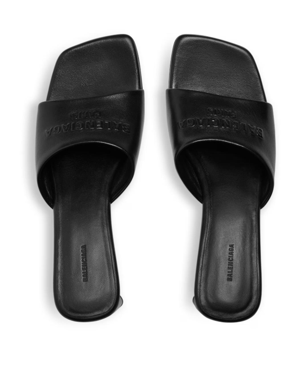 BALENCIAGA Черные кожаные мюли, фото 6