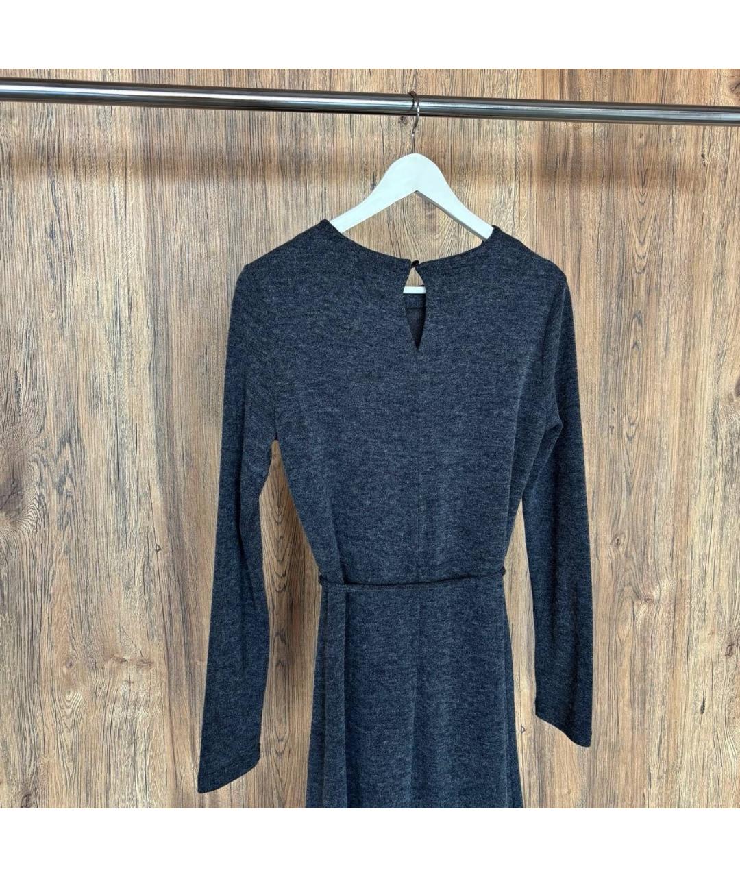 MAX MARA Серое шерстяное повседневное платье, фото 4