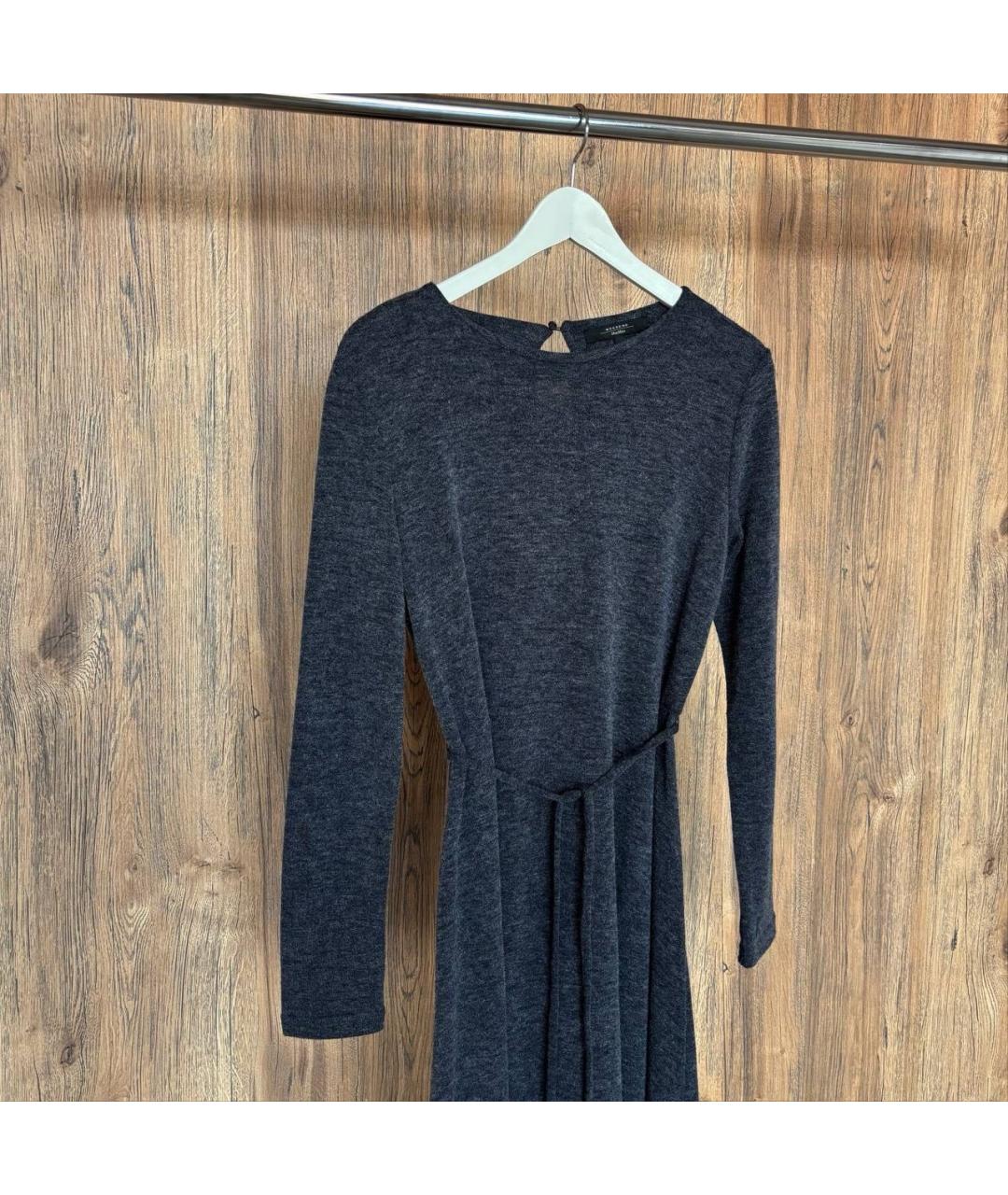 MAX MARA Серое шерстяное повседневное платье, фото 3