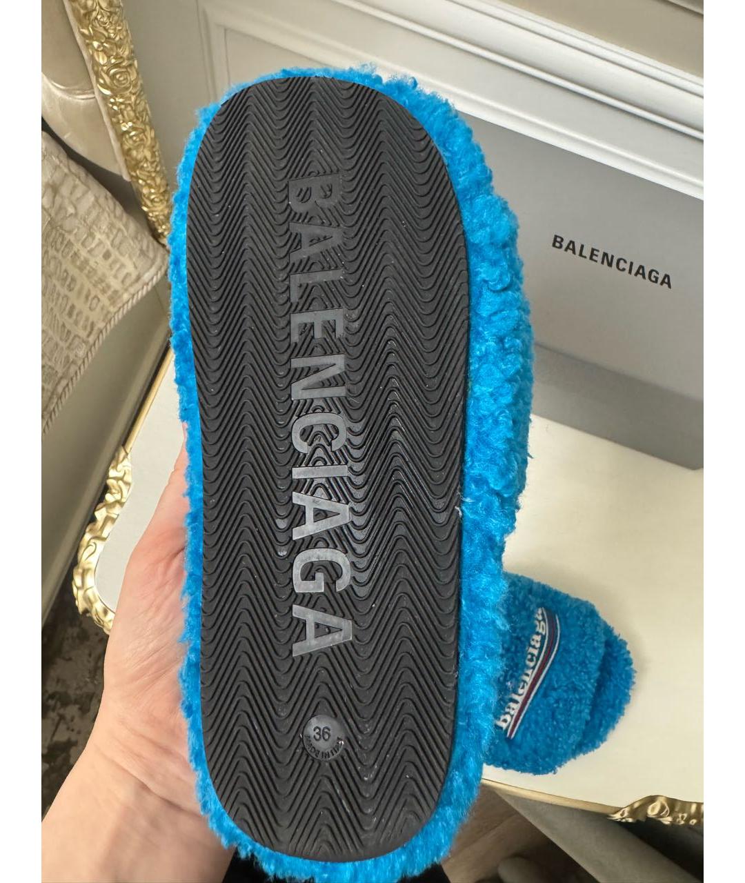 BALENCIAGA Бирюзовые шлепанцы, фото 4