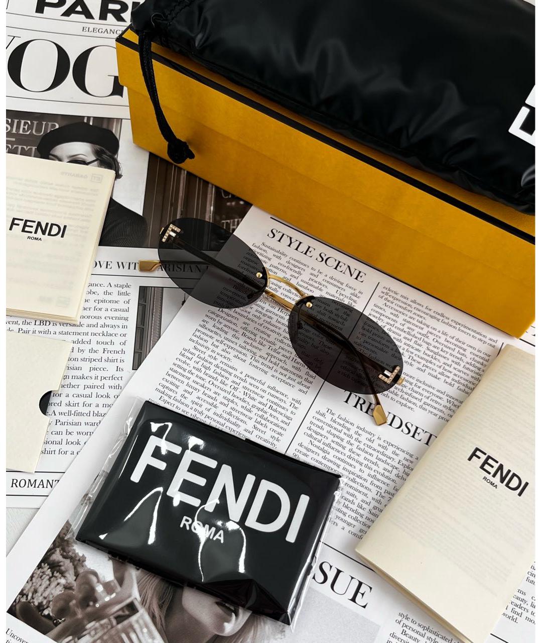 FENDI Черные металлические солнцезащитные очки, фото 7