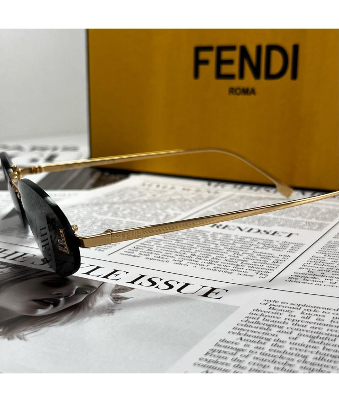 FENDI Черные металлические солнцезащитные очки, фото 5