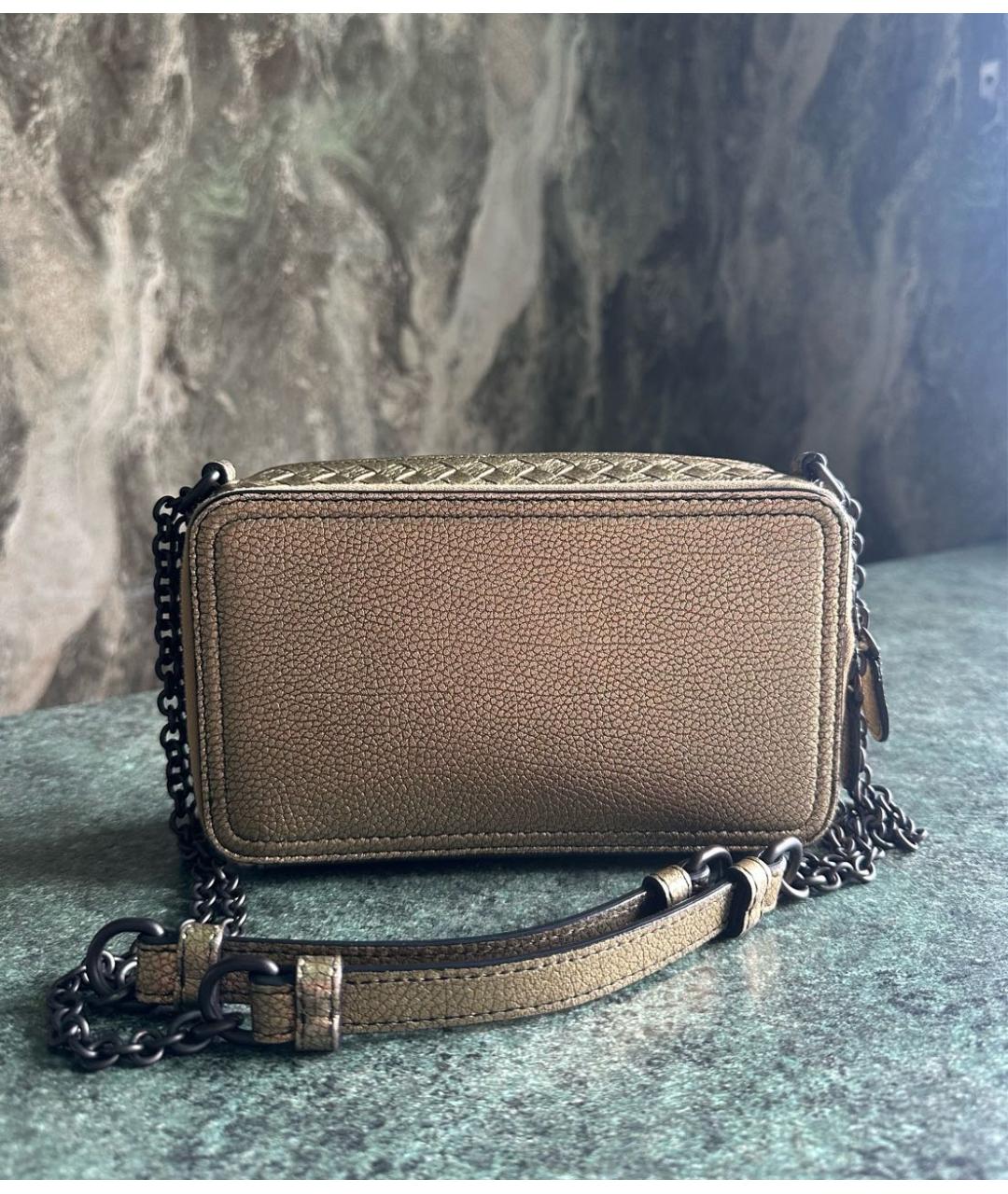 BOTTEGA VENETA Золотая кожаная сумка на плечо, фото 3