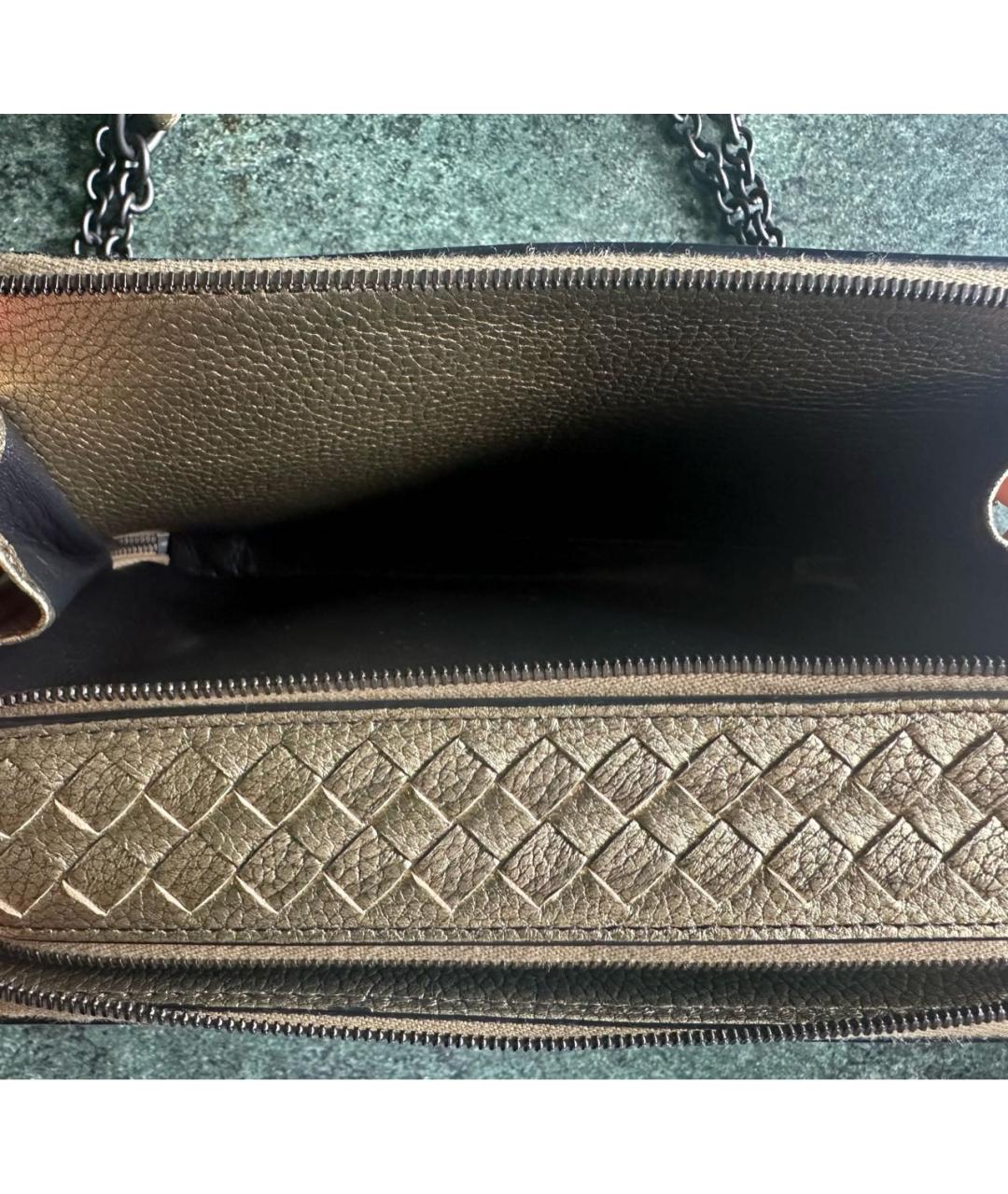 BOTTEGA VENETA Золотая кожаная сумка на плечо, фото 6