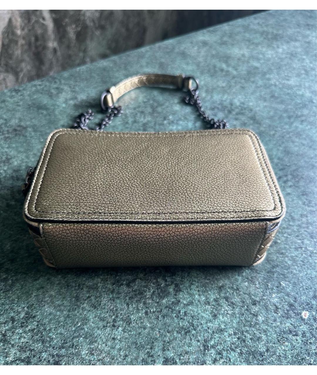 BOTTEGA VENETA Золотая кожаная сумка на плечо, фото 4