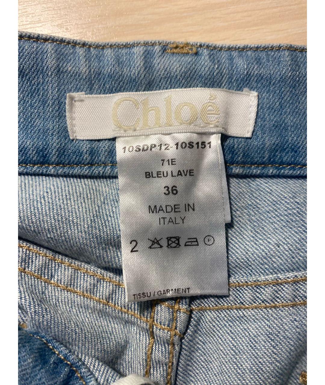 CHLOE Голубые хлопковые джинсы, фото 6
