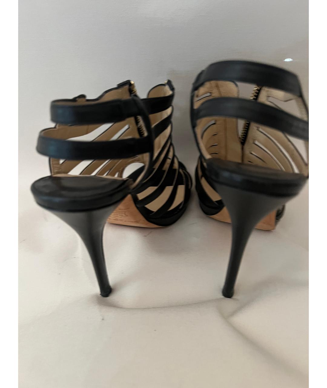JIMMY CHOO Черные кожаные босоножки, фото 4