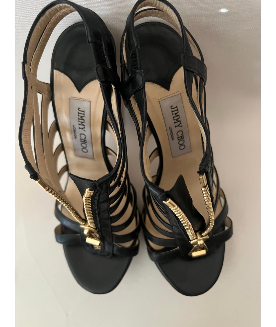 JIMMY CHOO Черные кожаные босоножки, фото 2