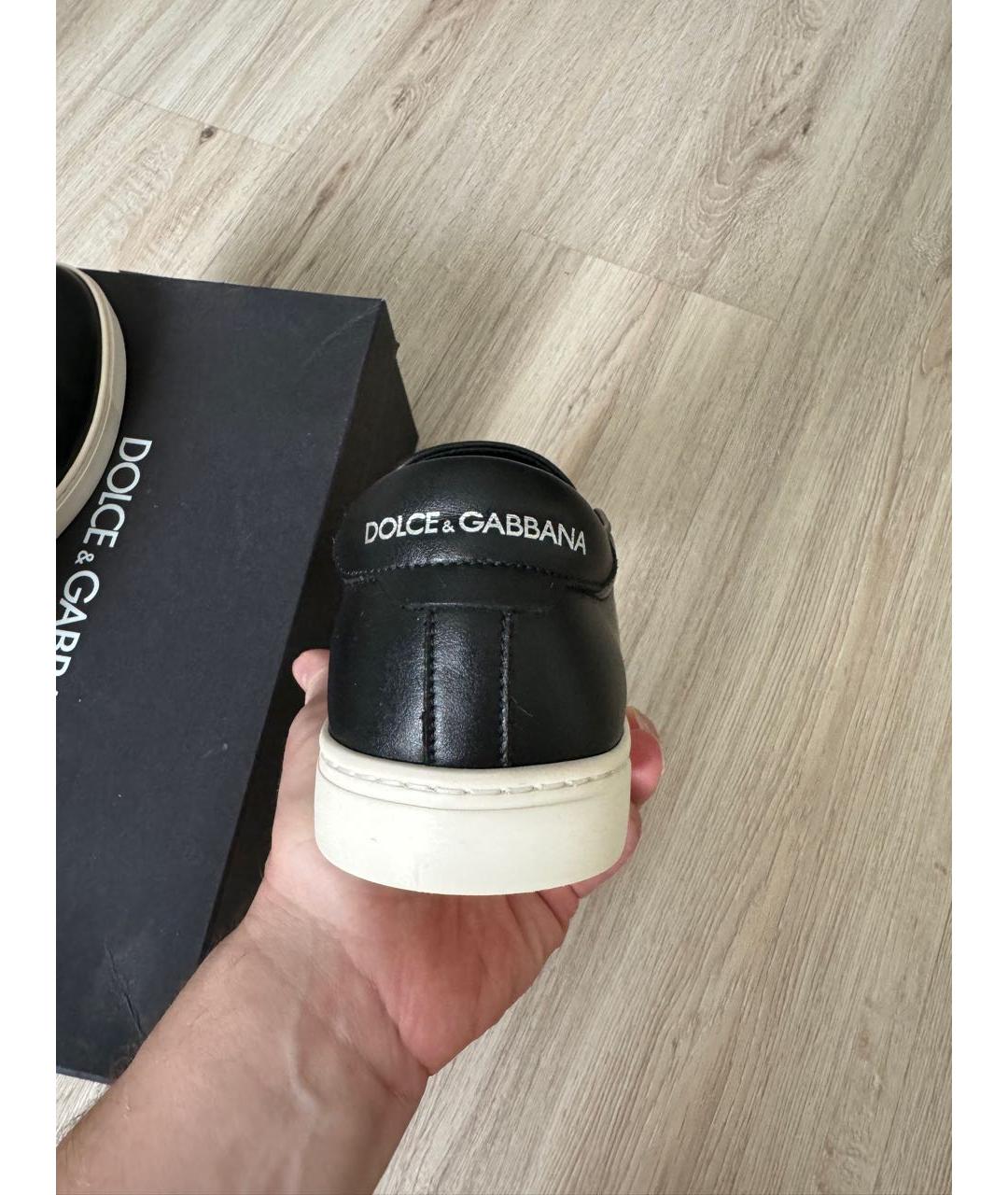 DOLCE&GABBANA Черные кожаные слипоны, фото 4