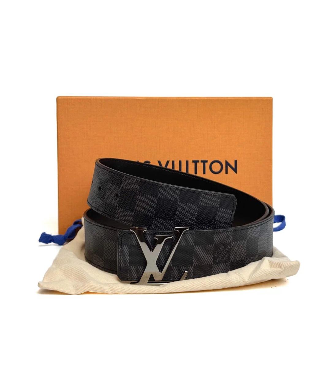 LOUIS VUITTON Черный кожаный ремень, фото 2