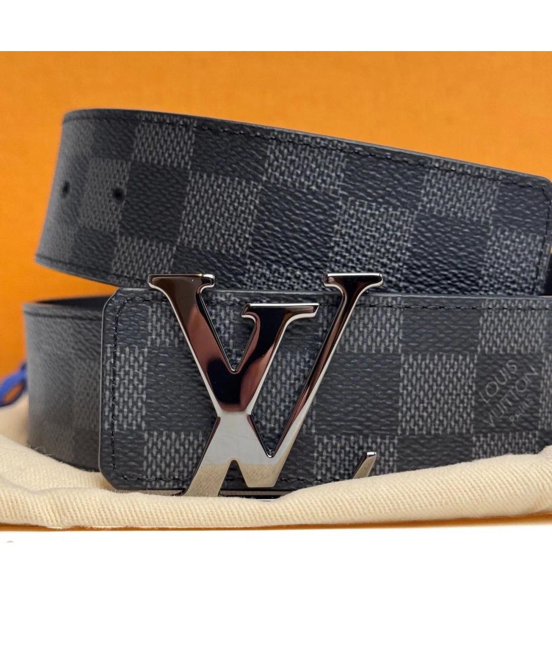 LOUIS VUITTON Черный кожаный ремень, фото 3