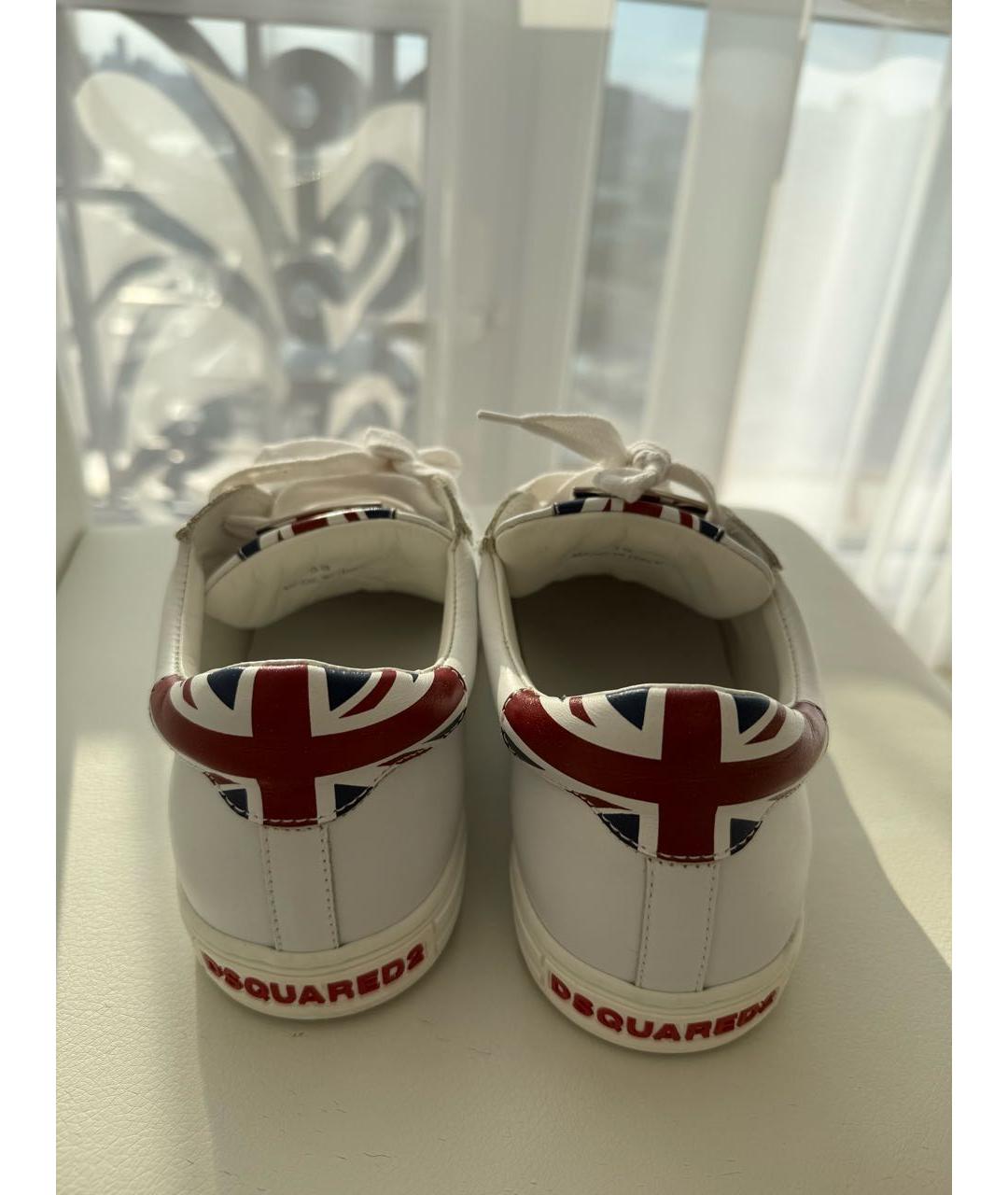 DSQUARED2 Белые кожаные кроссовки, фото 4