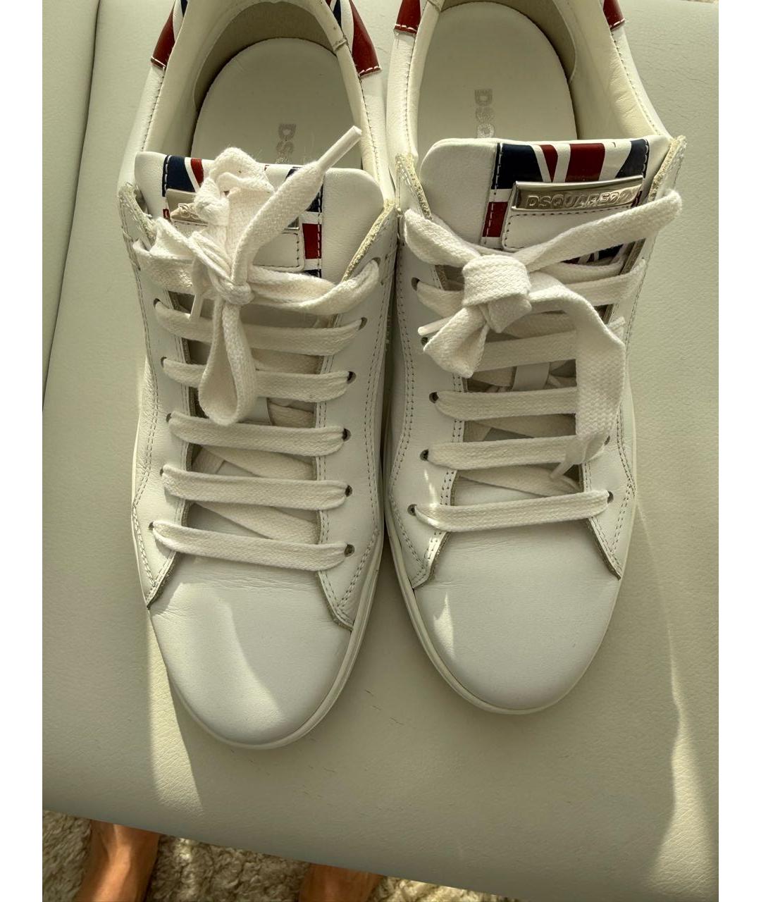 DSQUARED2 Белые кожаные кроссовки, фото 2
