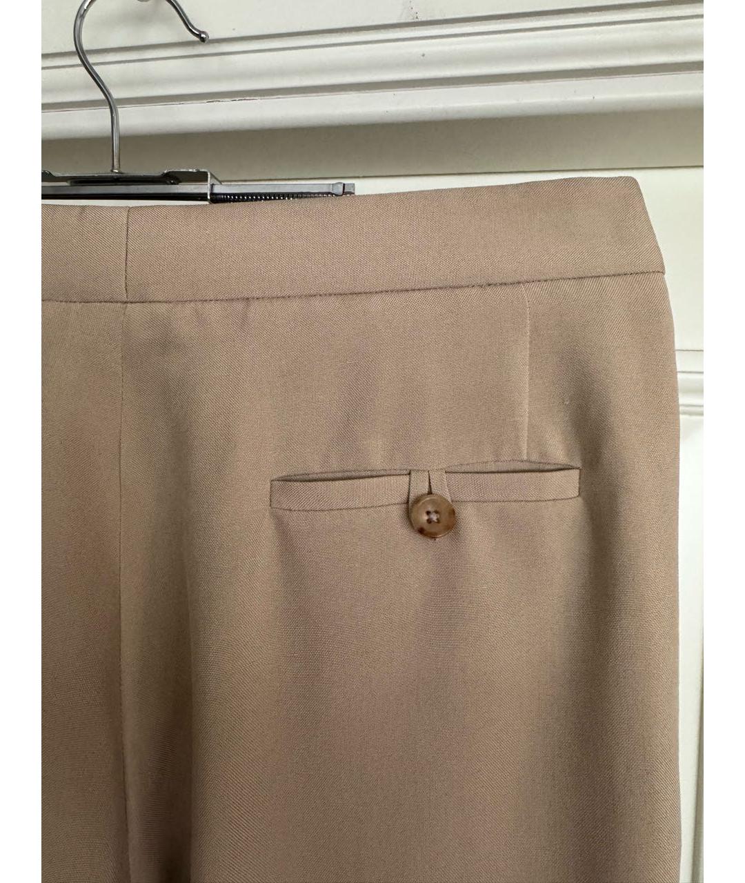RALPH LAUREN PURPLE LABEL Бежевые шелковые брюки широкие, фото 3