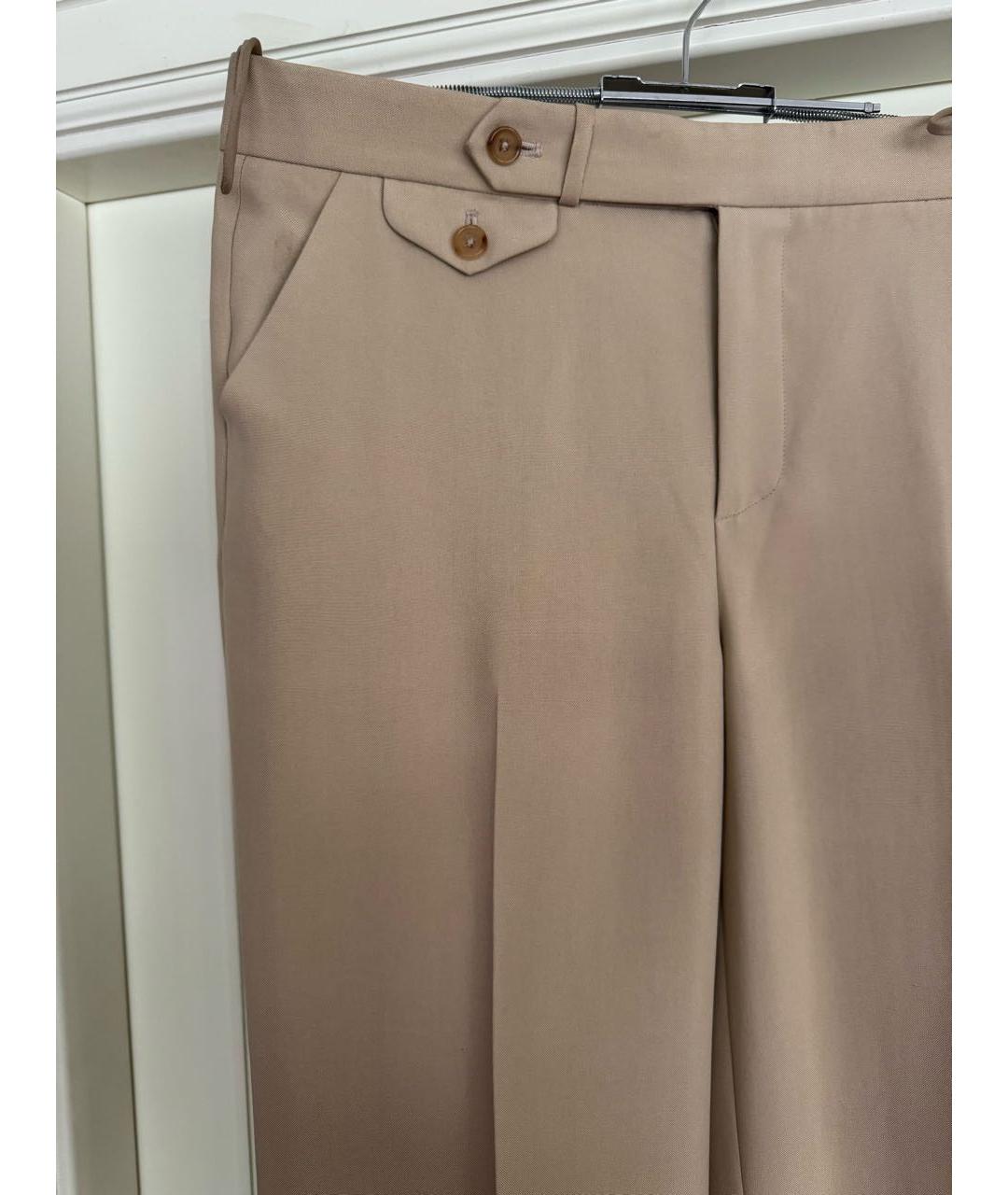 RALPH LAUREN PURPLE LABEL Бежевые шелковые брюки широкие, фото 4
