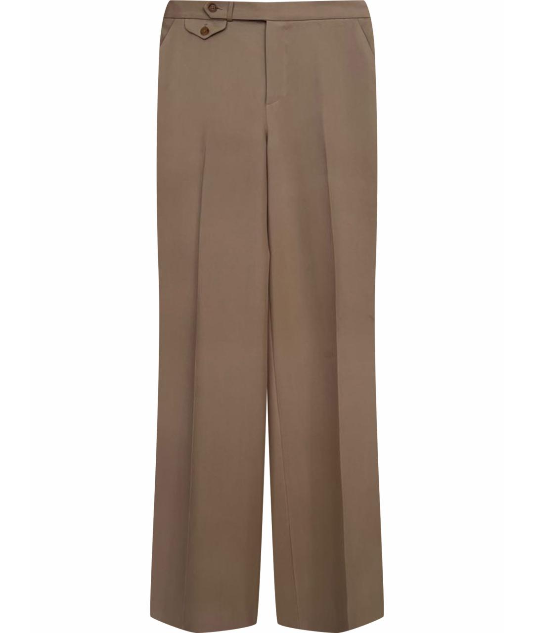 RALPH LAUREN PURPLE LABEL Бежевые шелковые брюки широкие, фото 1