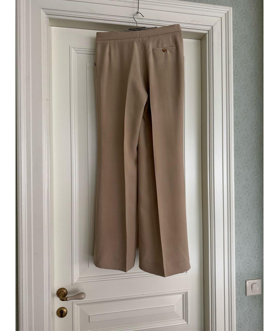 RALPH LAUREN PURPLE LABEL Бежевые шелковые брюки широкие, фото 2