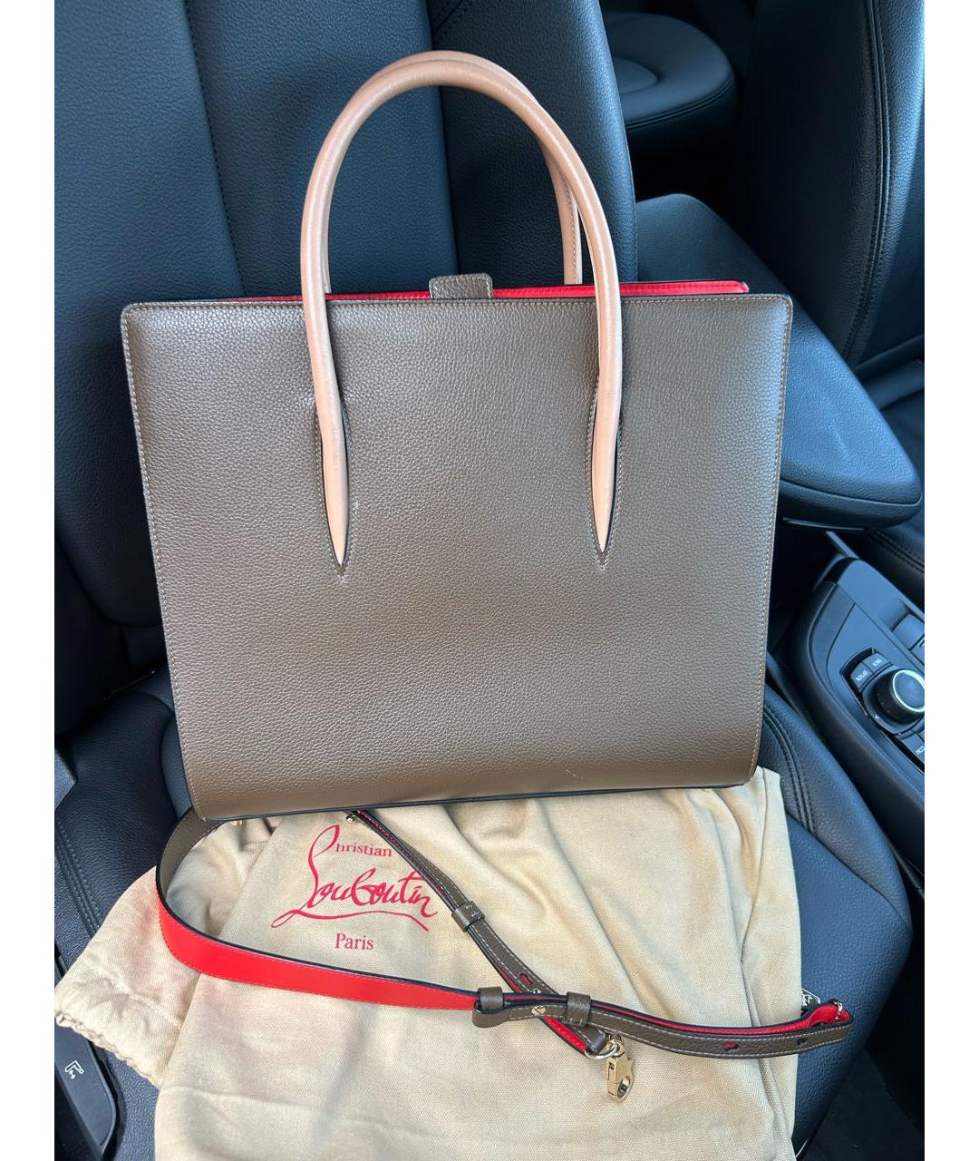 CHRISTIAN LOUBOUTIN Коричневая кожаная сумка тоут, фото 2