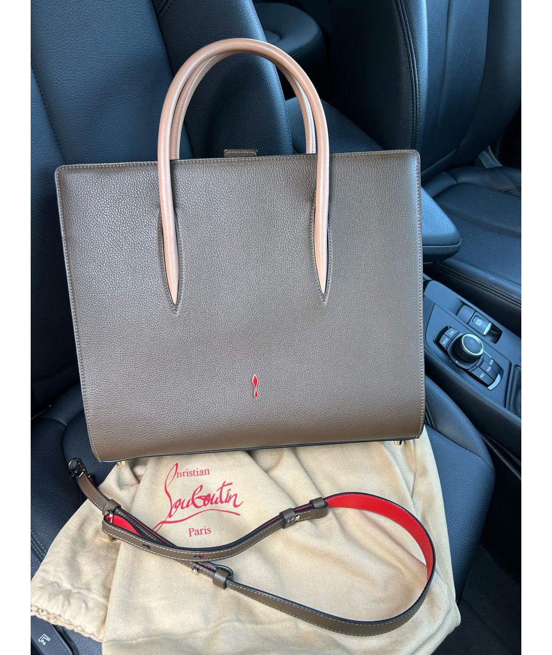 CHRISTIAN LOUBOUTIN Коричневая кожаная сумка тоут, фото 9