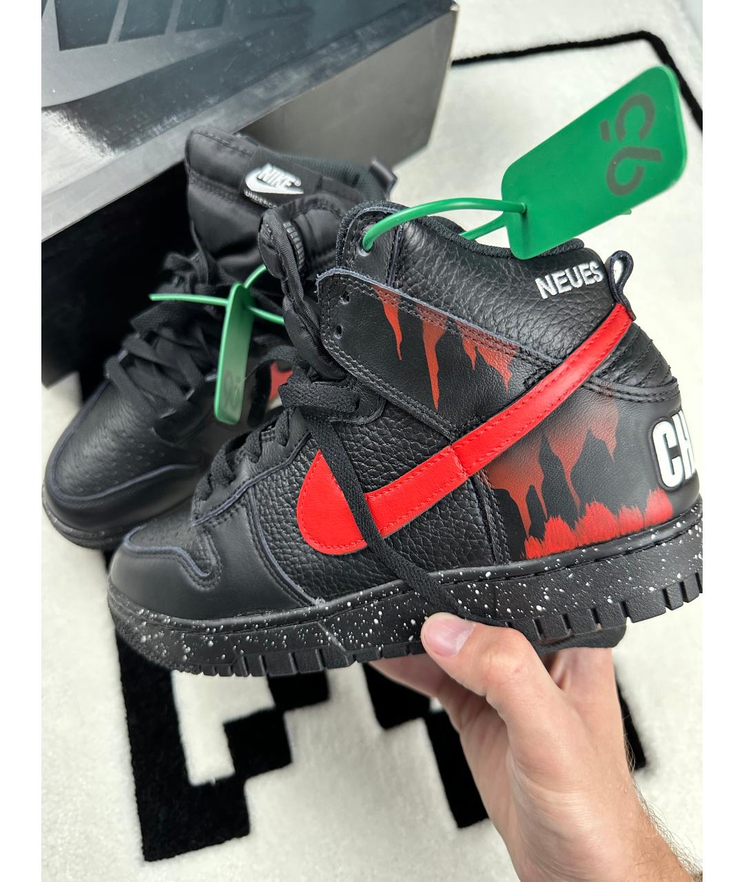 NIKE Черные высокие кроссовки / кеды из искусственной кожи, фото 7