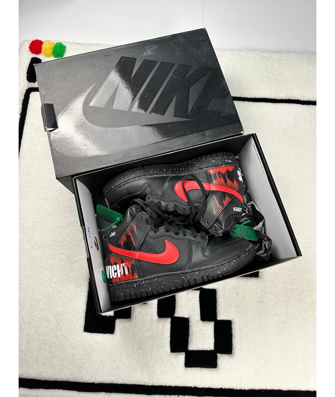 NIKE Черные высокие кроссовки / кеды из искусственной кожи, фото 6