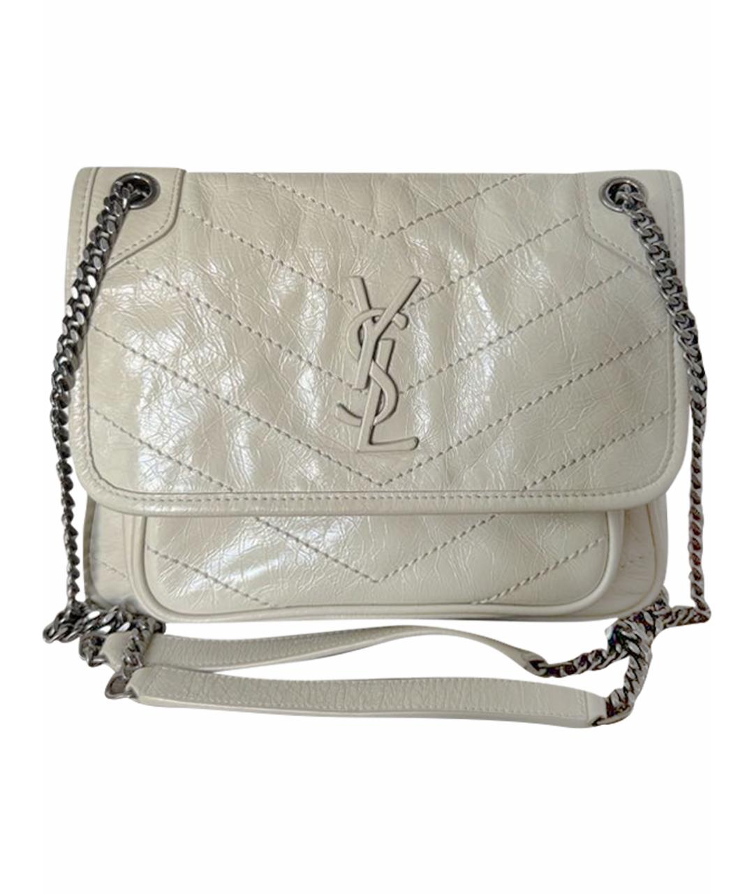 SAINT LAURENT Бежевая кожаная сумка через плечо, фото 1