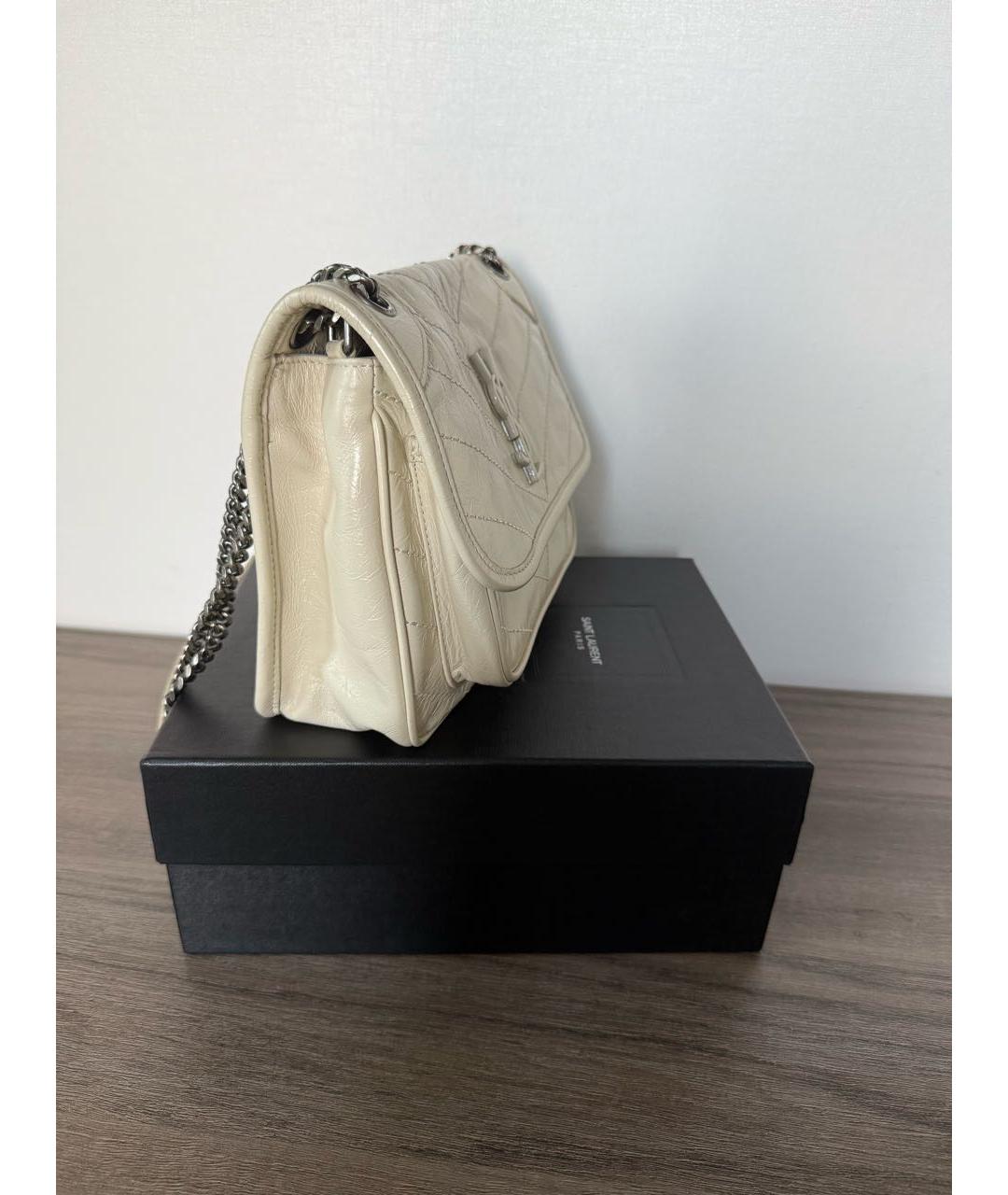 SAINT LAURENT Бежевая кожаная сумка через плечо, фото 2