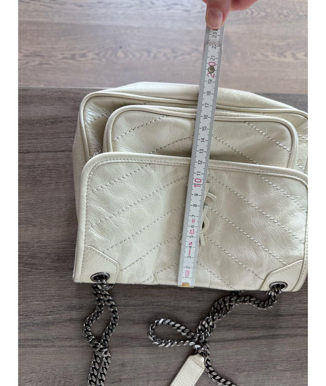 SAINT LAURENT Бежевая кожаная сумка через плечо, фото 6