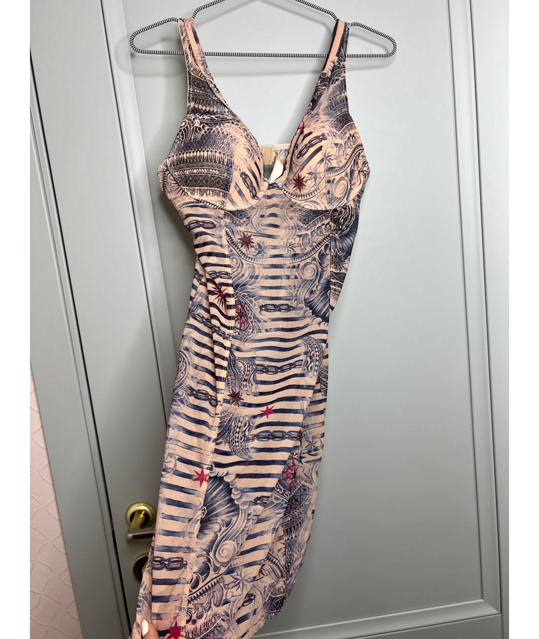 JEAN PAUL GAULTIER Бежевое полиэстеровое коктейльное платье, фото 5