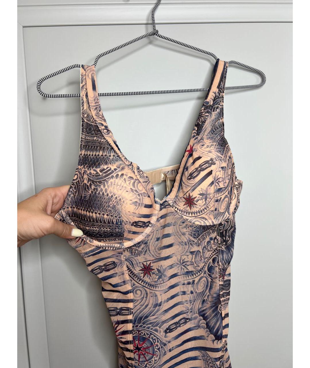 JEAN PAUL GAULTIER Бежевое полиэстеровое коктейльное платье, фото 4