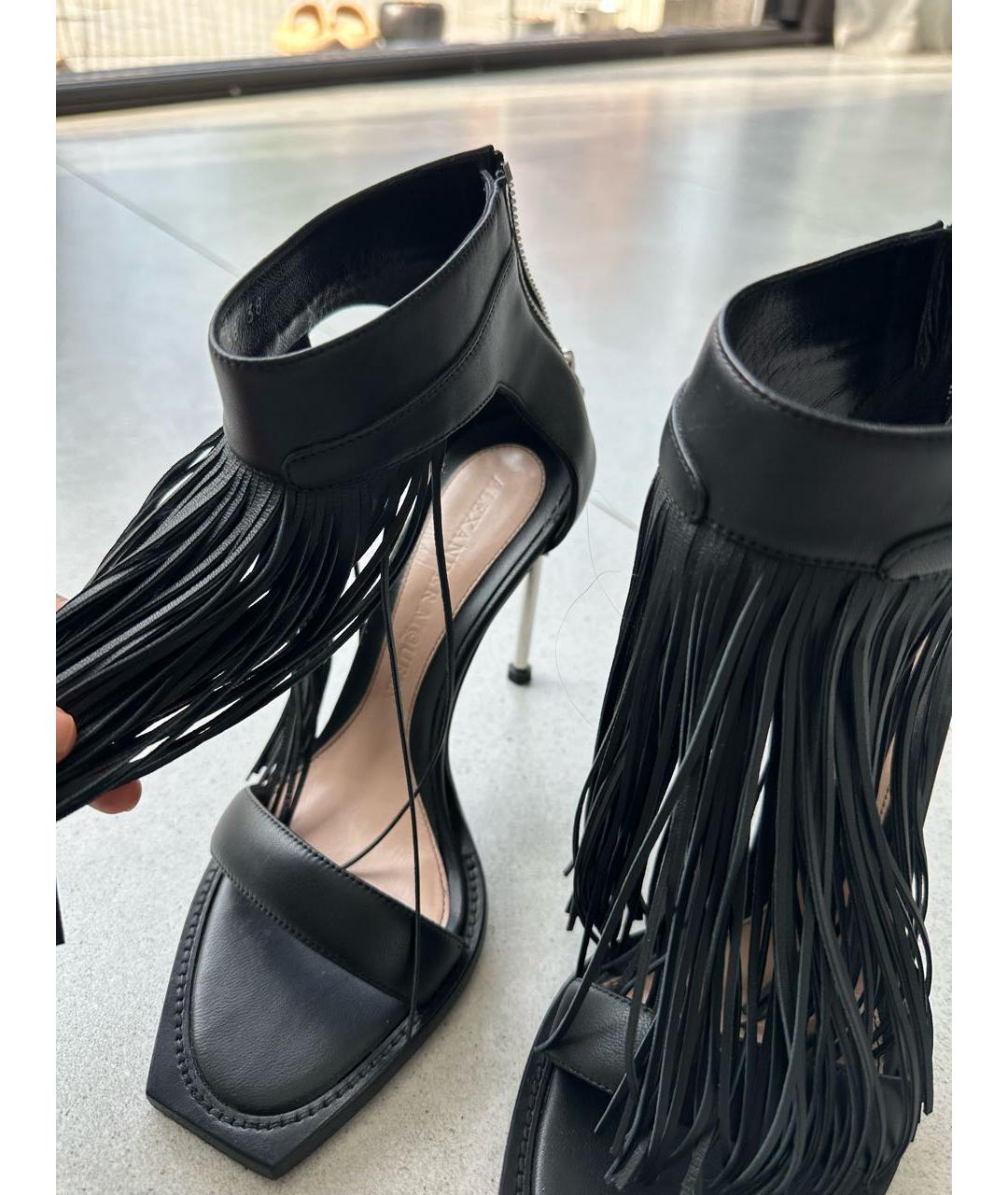 ALEXANDER MCQUEEN Черные кожаные босоножки, фото 7