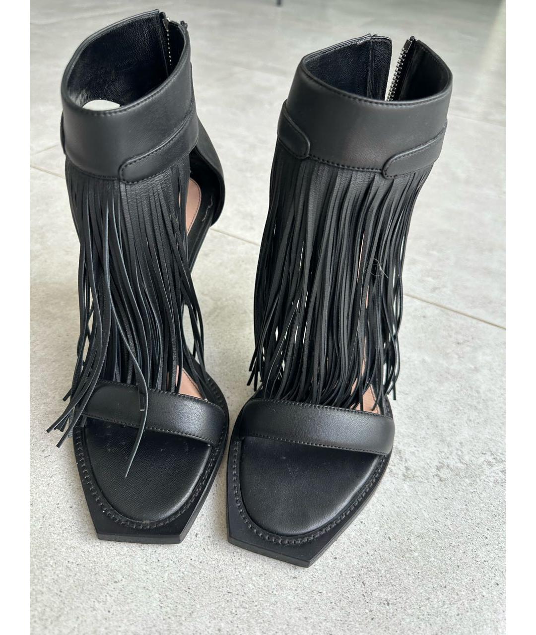 ALEXANDER MCQUEEN Черные кожаные босоножки, фото 2