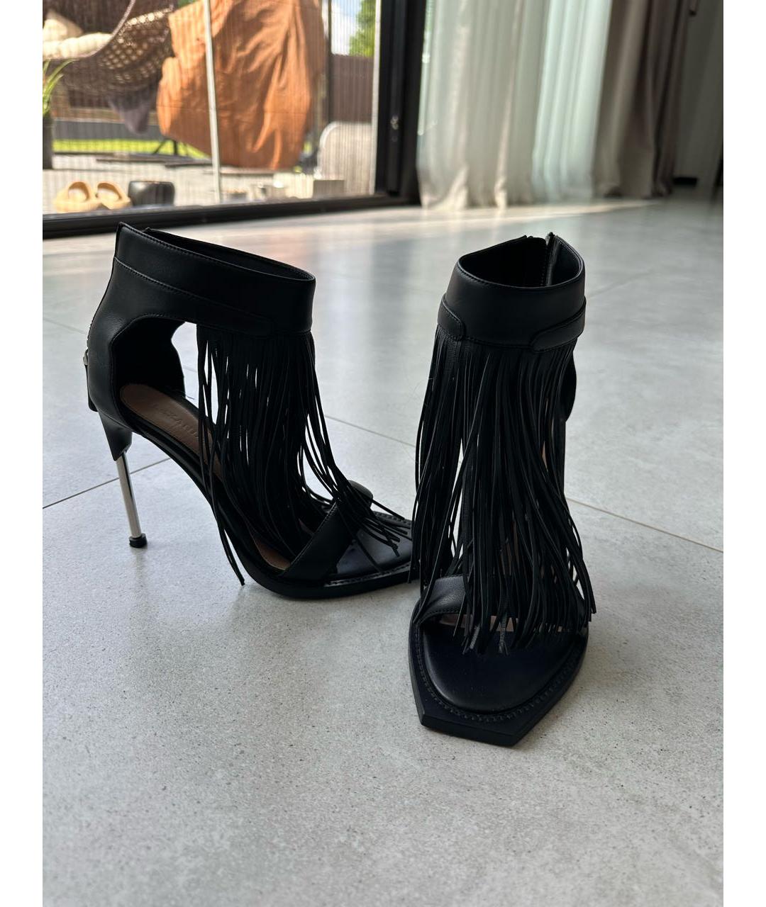 ALEXANDER MCQUEEN Черные кожаные босоножки, фото 6