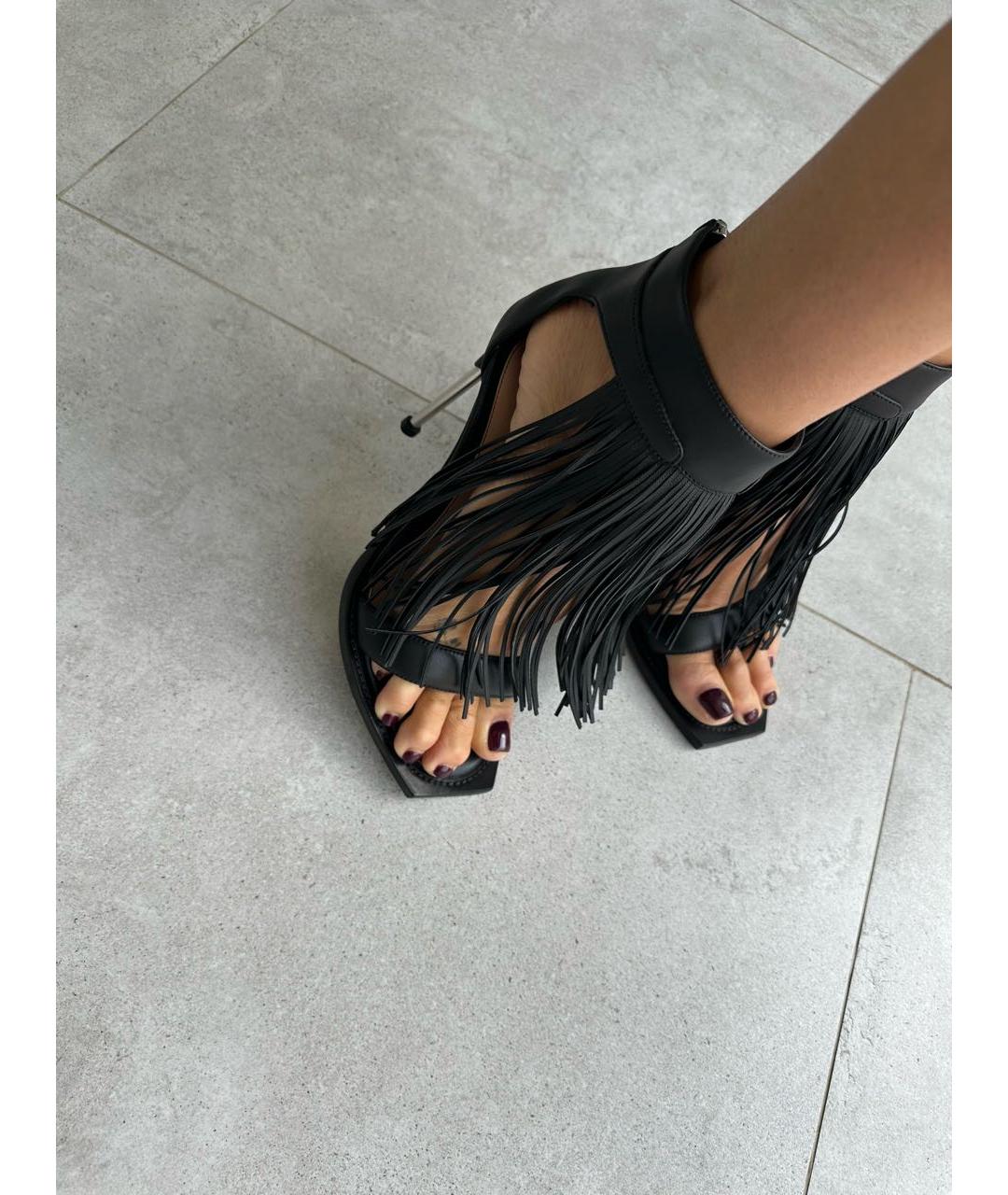 ALEXANDER MCQUEEN Черные кожаные босоножки, фото 5