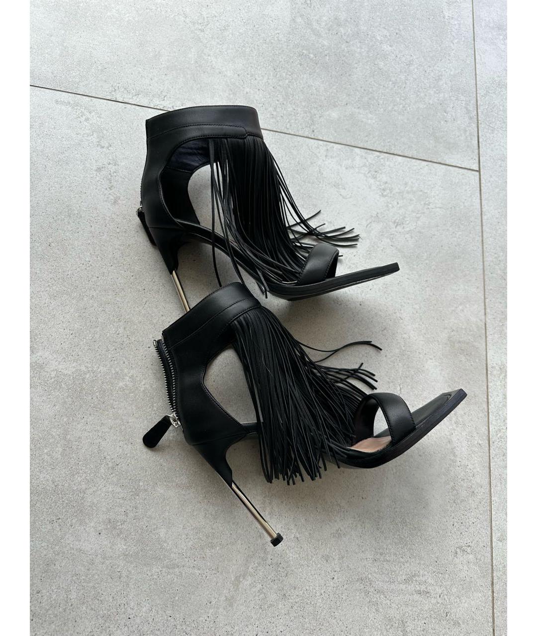 ALEXANDER MCQUEEN Черные кожаные босоножки, фото 3