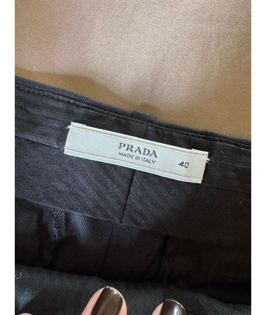 PRADA Черные хлопковые брюки широкие, фото 6