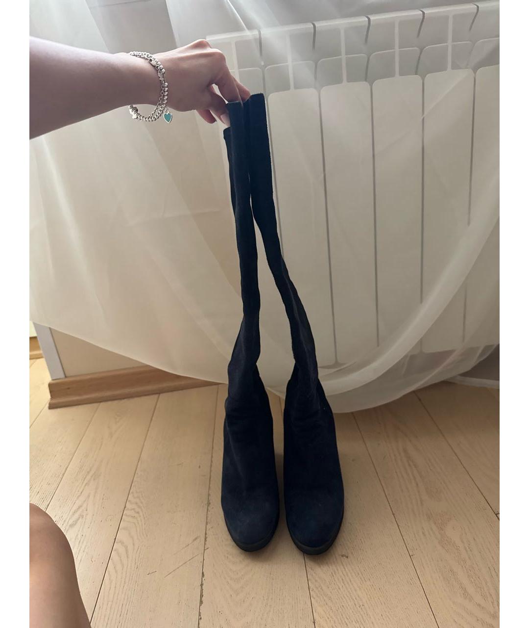 STUART WEITZMAN Темно-синие замшевые сапоги, фото 2