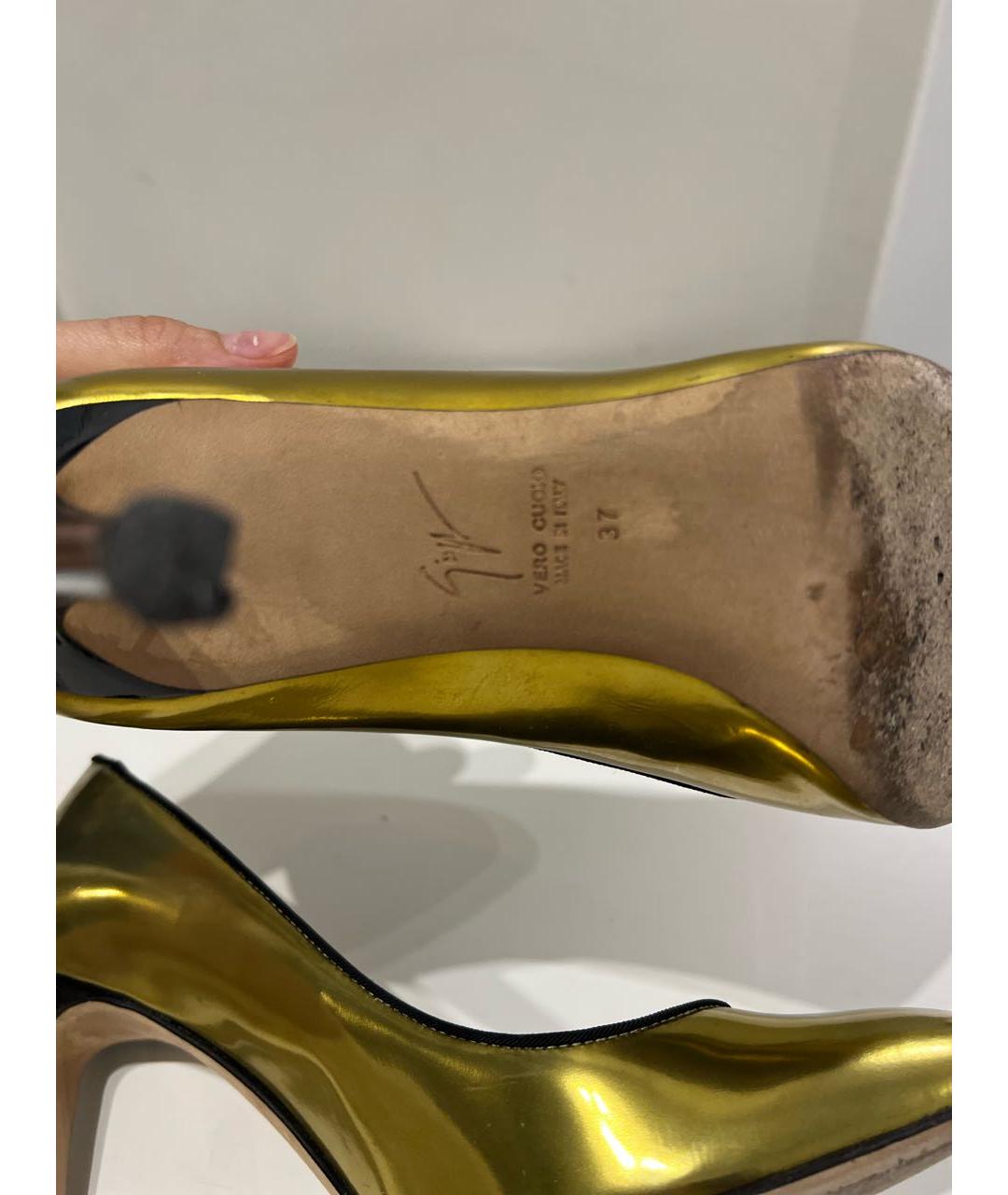 GIUSEPPE ZANOTTI DESIGN Золотые кожаные туфли, фото 5