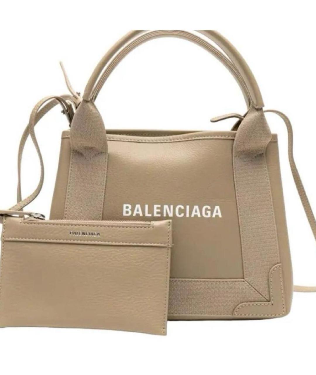 BALENCIAGA Бежевая кожаная сумка тоут, фото 6