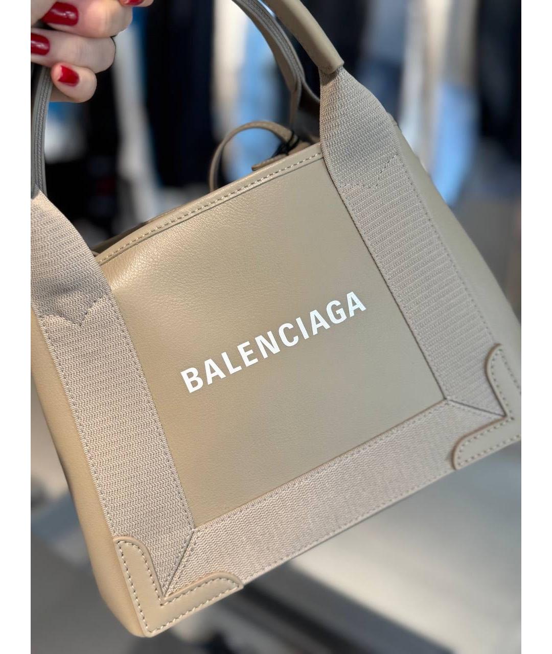 BALENCIAGA Бежевая кожаная сумка тоут, фото 5