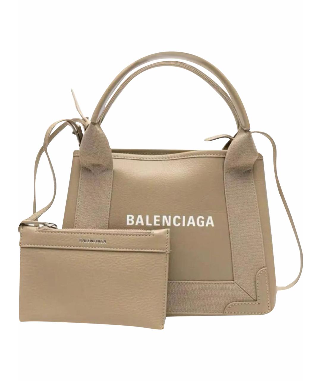 BALENCIAGA Бежевая кожаная сумка тоут, фото 1