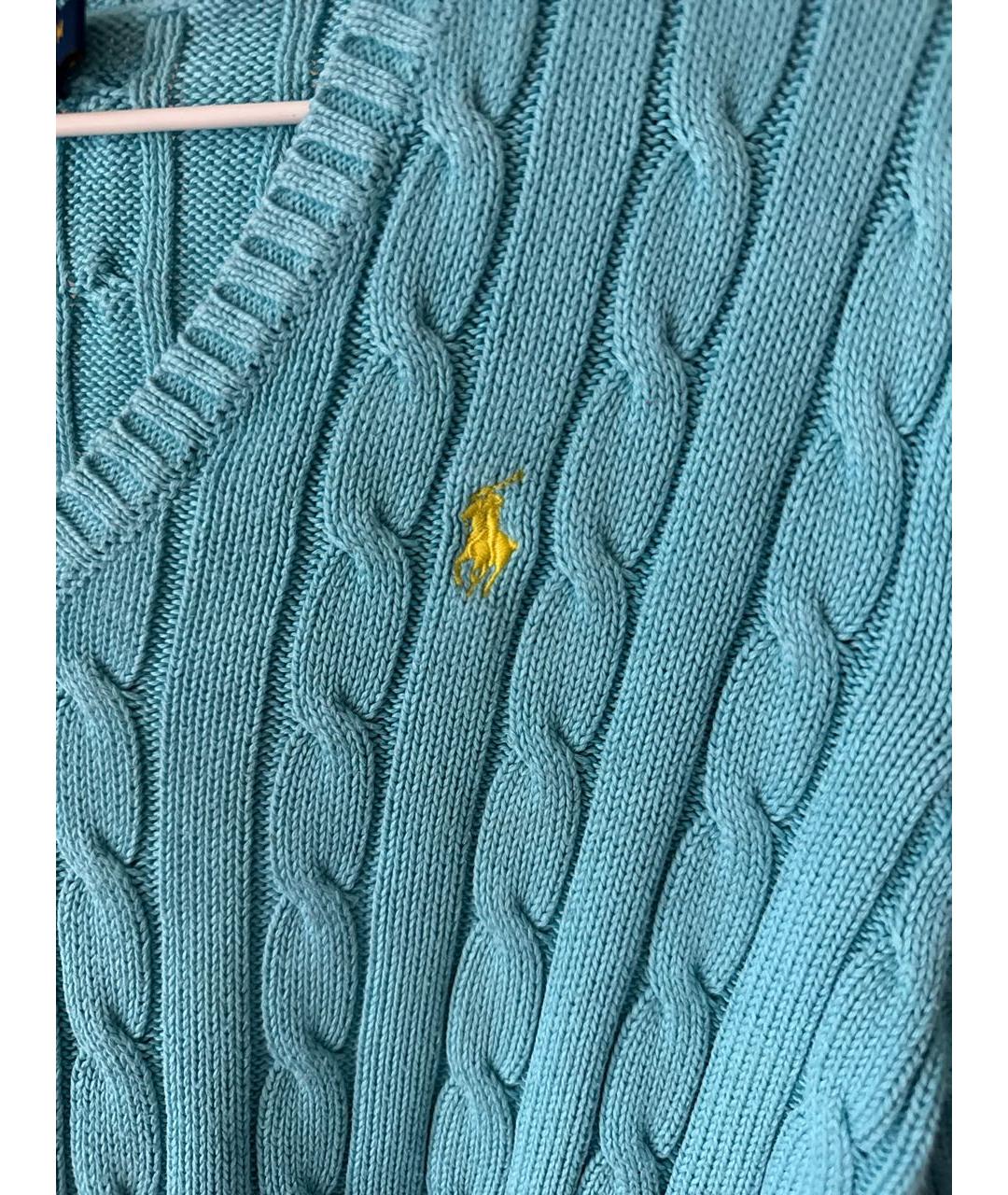 POLO RALPH LAUREN Бирюзовый хлопковый джемпер / свитер, фото 4