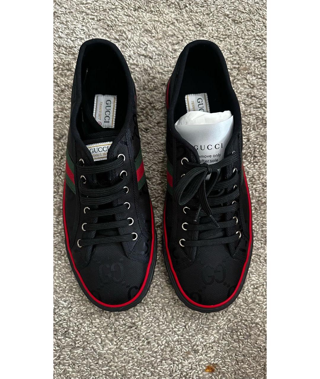 GUCCI Черные текстильные низкие кроссовки / кеды, фото 2