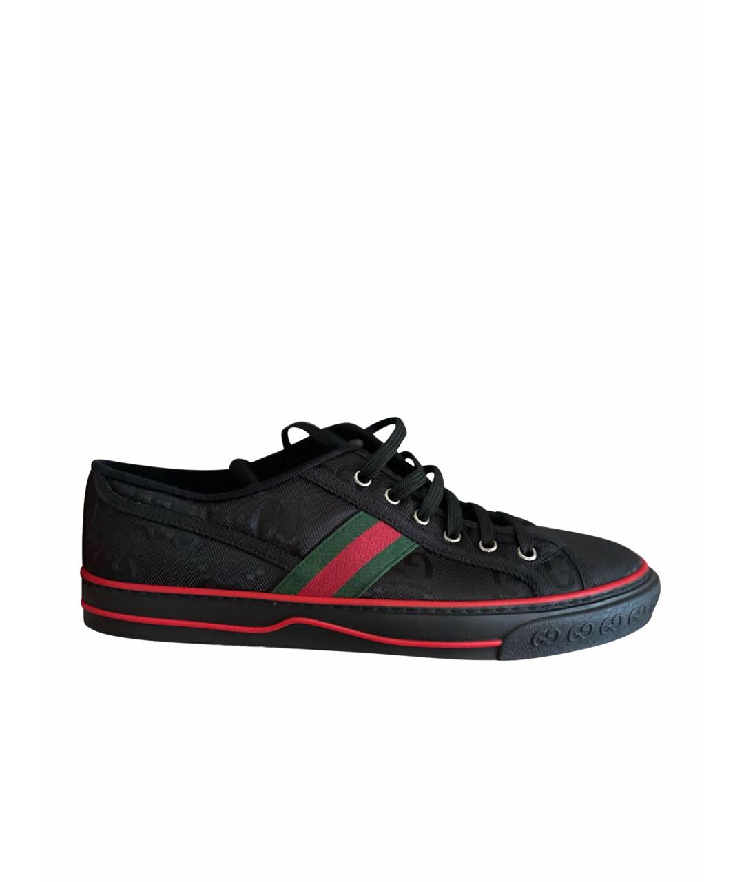 GUCCI Черные текстильные низкие кроссовки / кеды, фото 1