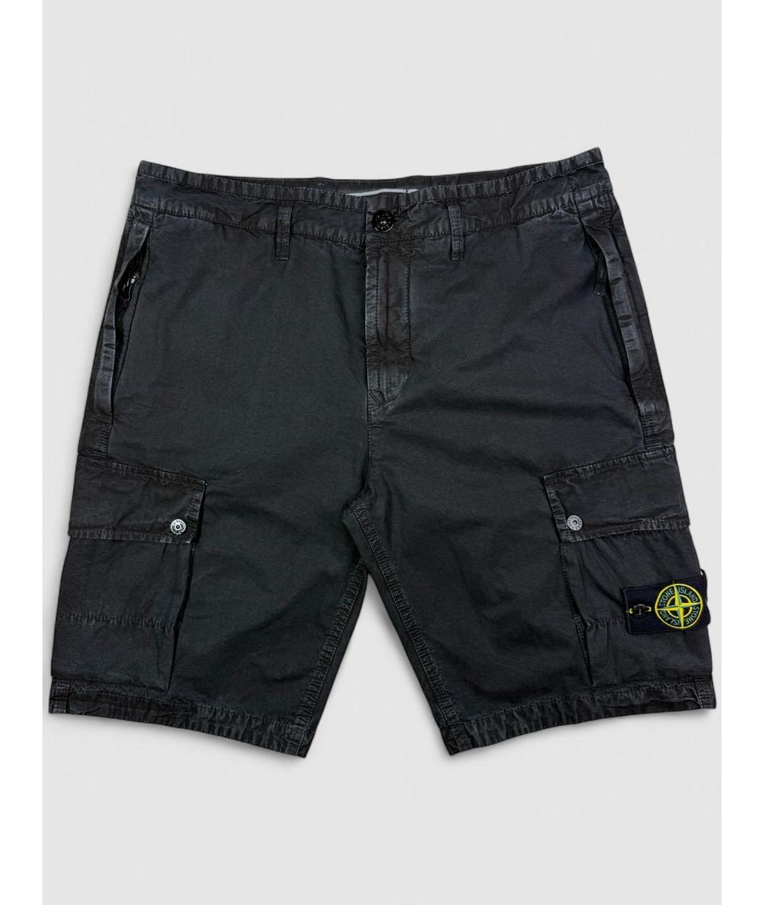 STONE ISLAND Черные хлопковые шорты, фото 6