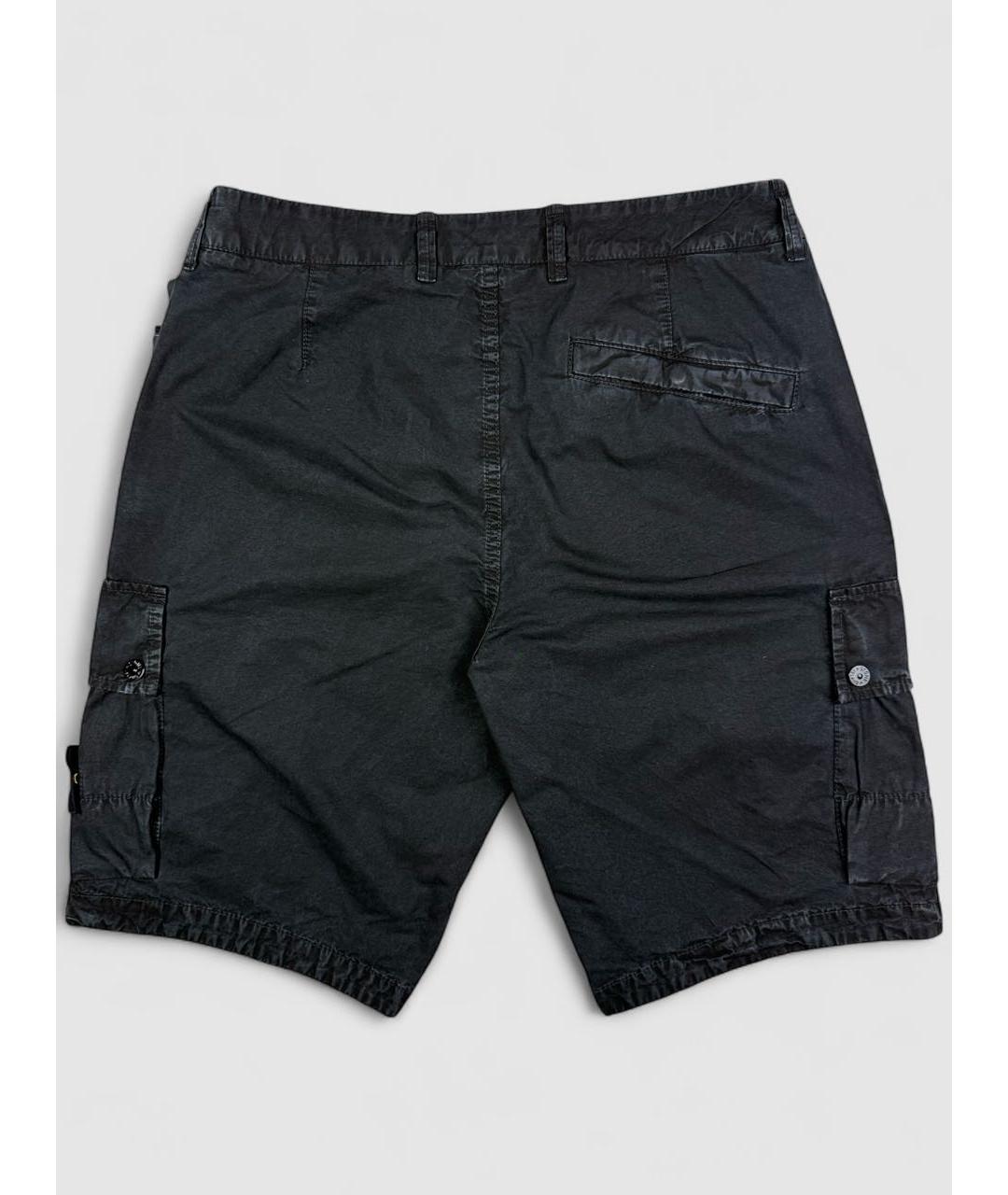 STONE ISLAND Черные хлопковые шорты, фото 5