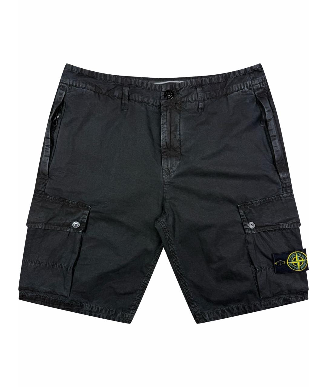 STONE ISLAND Черные хлопковые шорты, фото 1