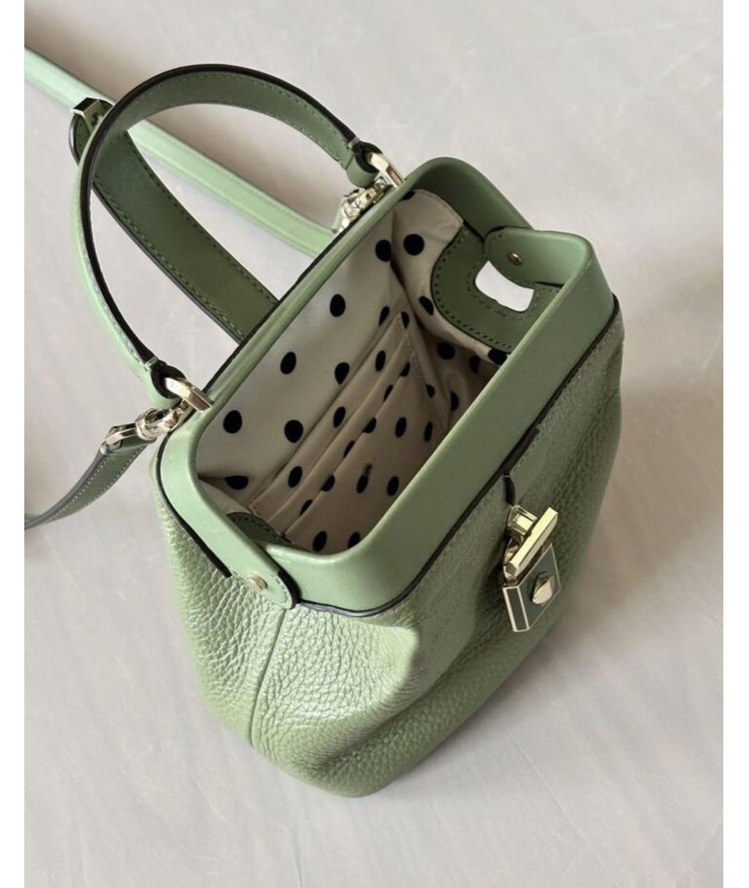 KATE SPADE Хаки кожаная сумка с короткими ручками, фото 4